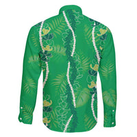 Hawaii Maile Lei Family Matching Short Sleeve Bodycon Dress and Hawaiian Shirt With Green Monstera Pattern LT05 - Polynesian Pride