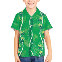 Hawaii Maile Lei Family Matching Summer Maxi Dress and Hawaiian Shirt With Green Monstera Pattern
