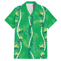 Hawaii Maile Lei Family Matching Tank Maxi Dress and Hawaiian Shirt With Green Monstera Pattern LT05 Dad's Shirt - Short Sleeve Green - Polynesian Pride