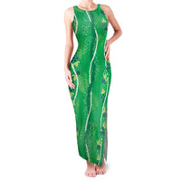 Hawaii Maile Lei Family Matching Tank Maxi Dress and Hawaiian Shirt With Green Monstera Pattern LT05 Mom's Dress Green - Polynesian Pride