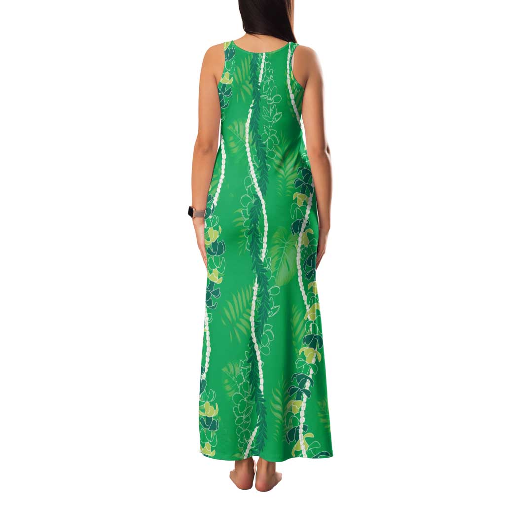 Hawaii Maile Lei Family Matching Tank Maxi Dress and Hawaiian Shirt With Green Monstera Pattern LT05 - Polynesian Pride