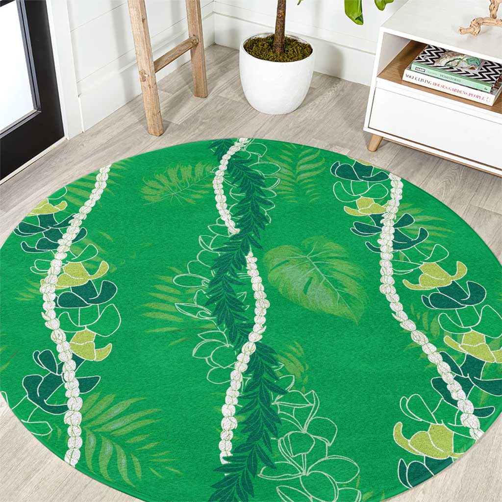 Hawaii Maile Lei Round Carpet With Green Monstera Pattern LT05 Green - Polynesian Pride