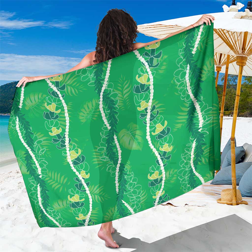 Hawaii Maile Lei Sarong With Green Monstera Pattern LT05 One Size 44 x 66 inches Green - Polynesian Pride