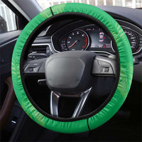 Hawaii Maile Lei Steering Wheel Cover With Green Monstera Pattern