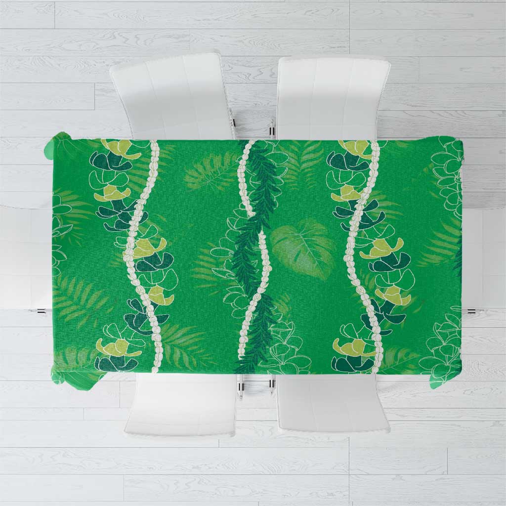Hawaii Maile Lei Tablecloth With Green Monstera Pattern LT05 Green - Polynesian Pride
