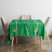 Hawaii Maile Lei Tablecloth With Green Monstera Pattern