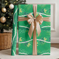 Hawaii Maile Lei Wrapping Paper With Green Monstera Pattern - Polynesian Pride