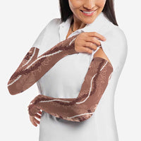 Hawaii Maile Lei Arm Sleeves With Brown Monstera Pattern LT05 - Polynesian Pride