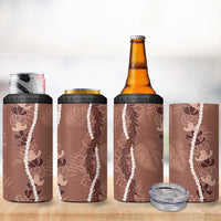 Hawaii Maile Lei 4 in 1 Can Cooler Tumbler With Brown Monstera Pattern