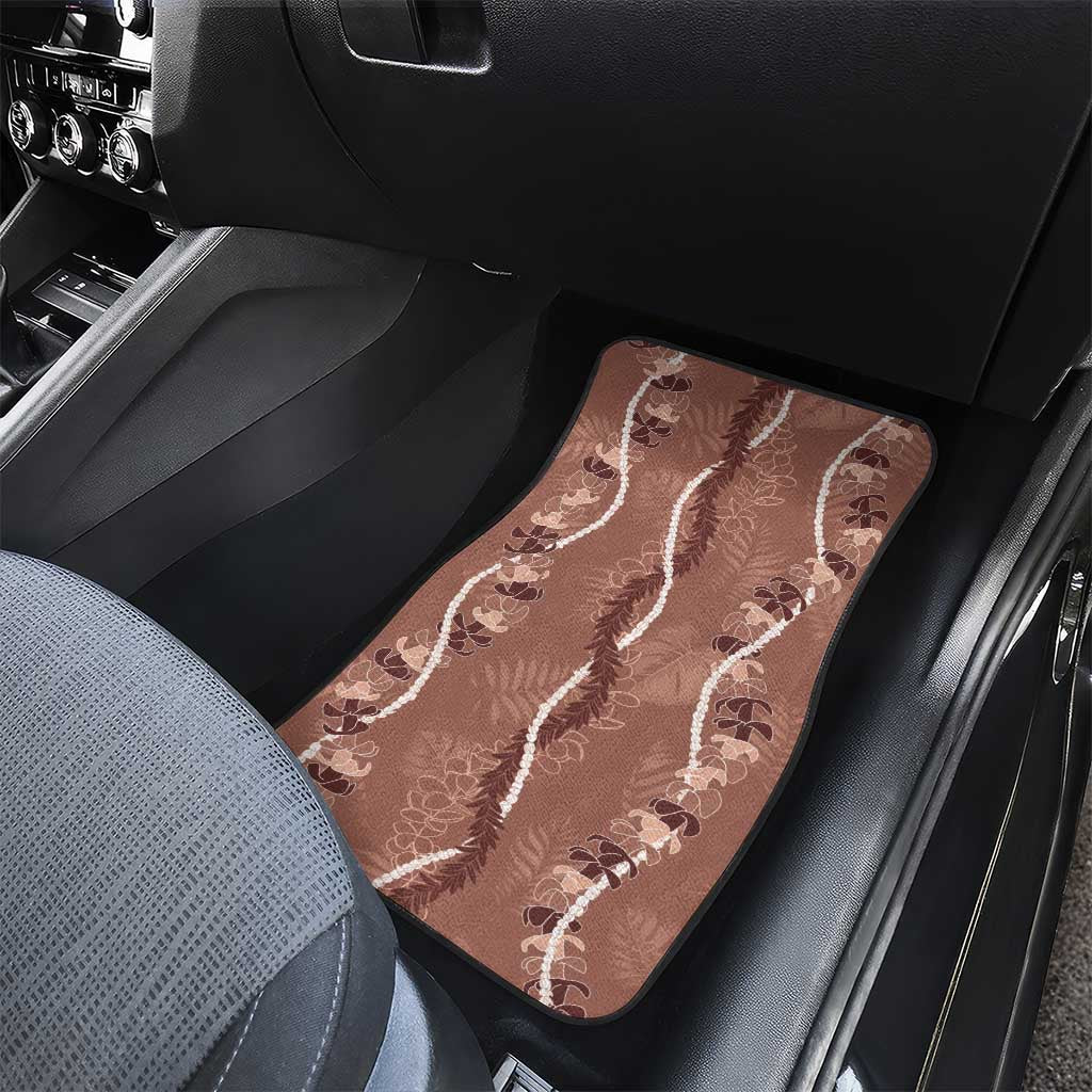 Hawaii Maile Lei Car Mats With Brown Monstera Pattern