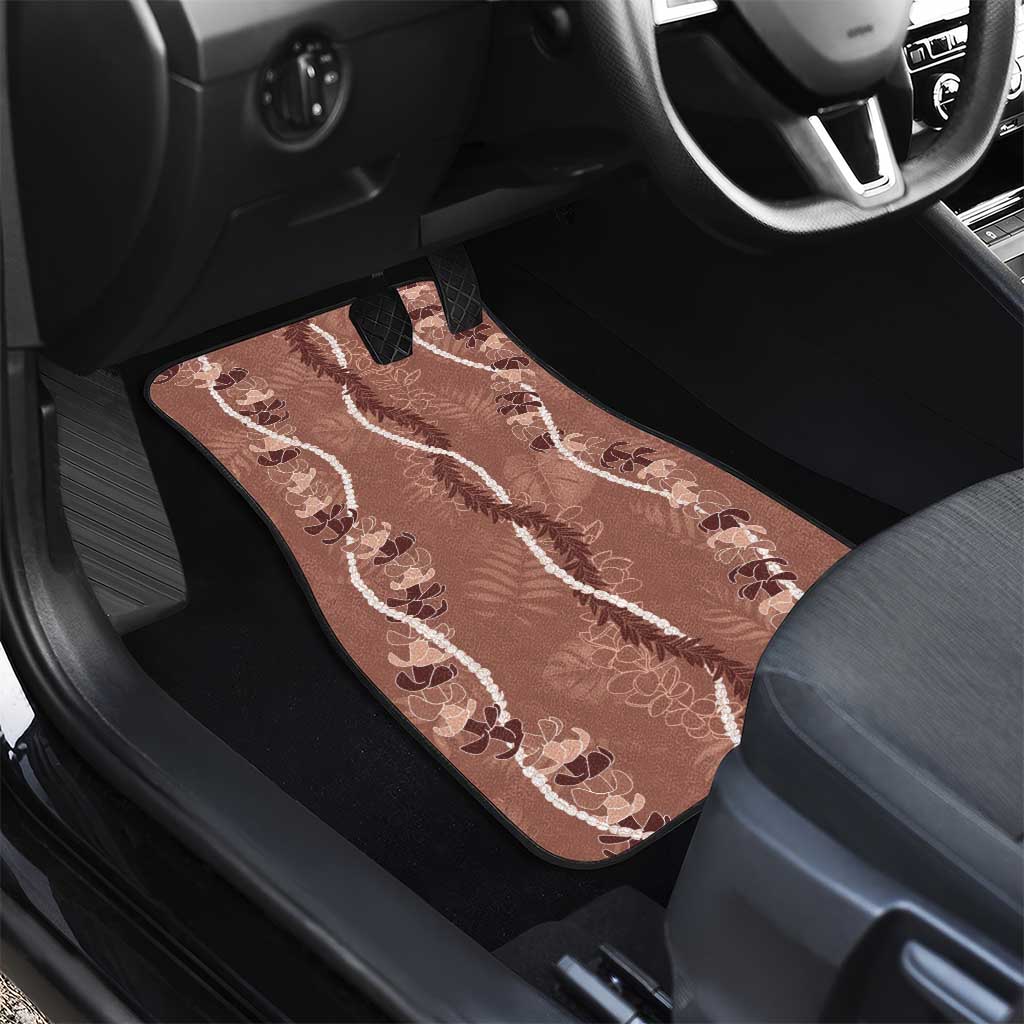 Hawaii Maile Lei Car Mats With Brown Monstera Pattern