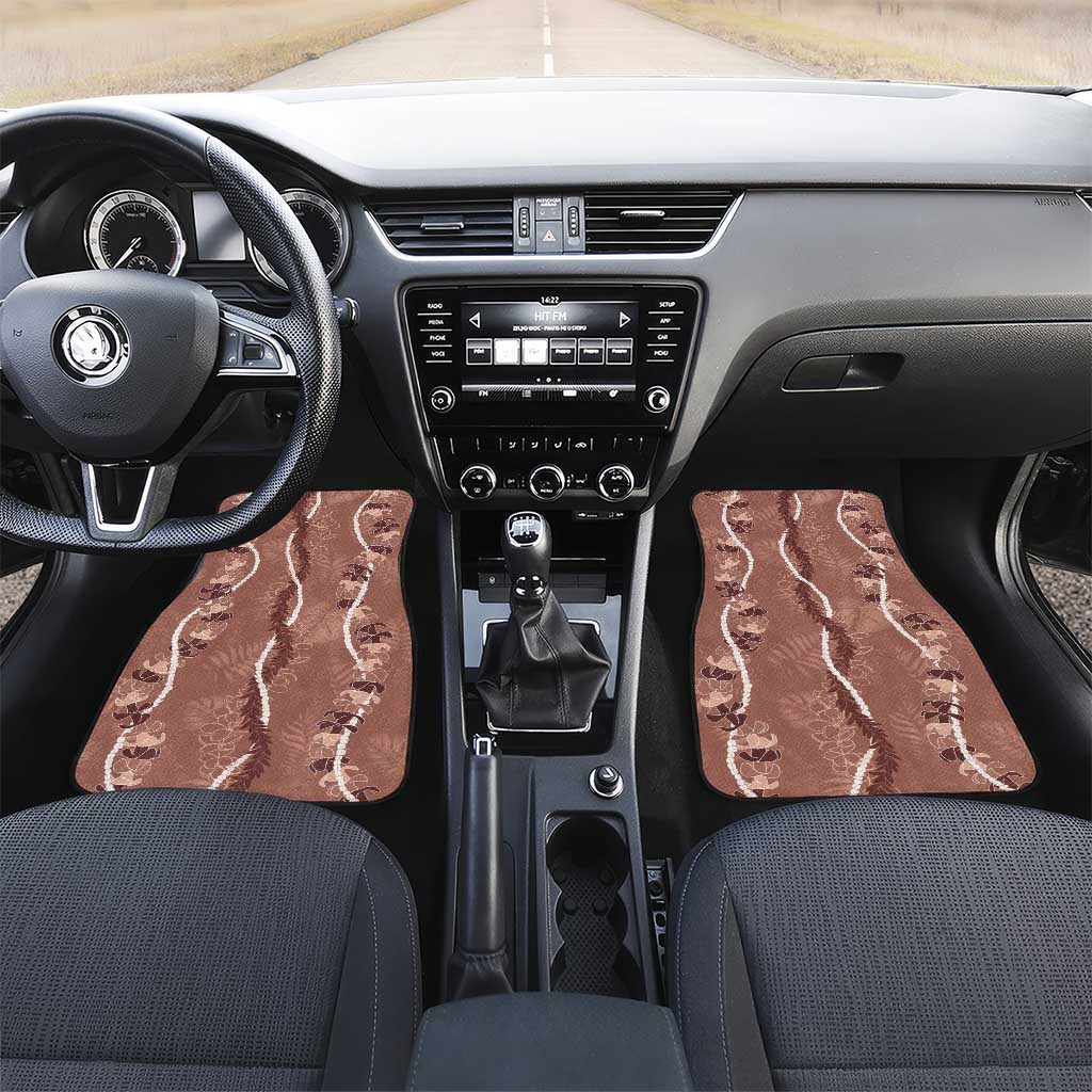 Hawaii Maile Lei Car Mats With Brown Monstera Pattern