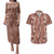 Hawaii Maile Lei Couples Matching Puletasi and Hawaiian Shirt With Brown Monstera Pattern