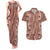 Hawaii Maile Lei Couples Matching Tank Maxi Dress and Hawaiian Shirt With Brown Monstera Pattern