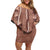 Hawaii Maile Lei Family Matching Off Shoulder Short Dress and Hawaiian Shirt With Brown Monstera Pattern