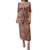 Hawaii Maile Lei Family Matching Puletasi and Hawaiian Shirt With Brown Monstera Pattern