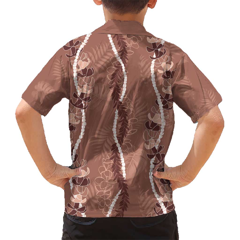 Hawaii Maile Lei Family Matching Short Sleeve Bodycon Dress and Hawaiian Shirt With Brown Monstera Pattern LT05 - Polynesian Pride