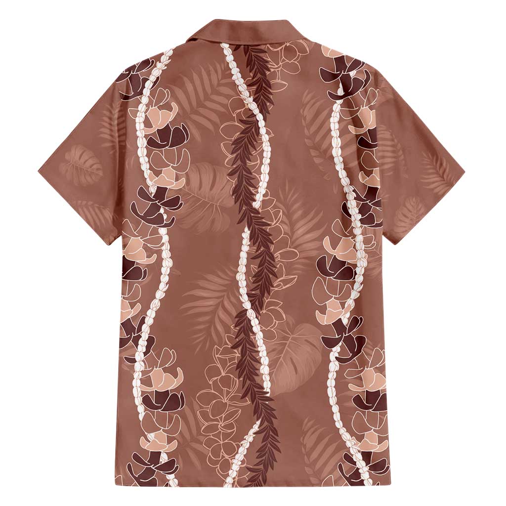 Hawaii Maile Lei Family Matching Short Sleeve Bodycon Dress and Hawaiian Shirt With Brown Monstera Pattern LT05 - Polynesian Pride