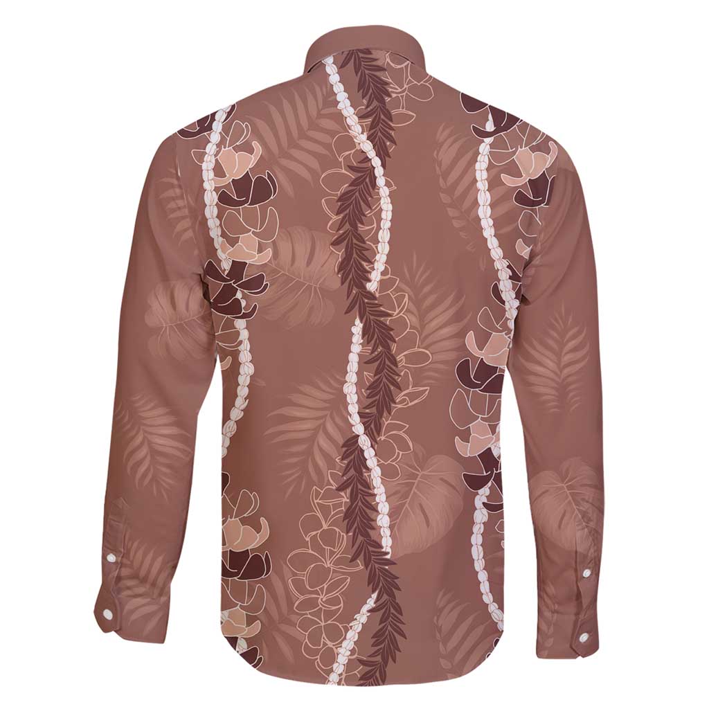 Hawaii Maile Lei Family Matching Short Sleeve Bodycon Dress and Hawaiian Shirt With Brown Monstera Pattern LT05 - Polynesian Pride