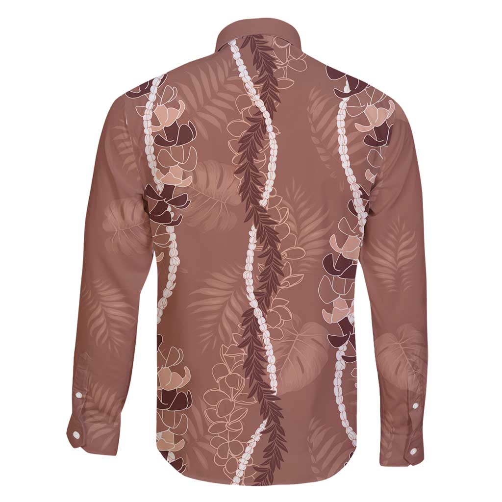 Hawaii Maile Lei Family Matching Summer Maxi Dress and Hawaiian Shirt With Brown Monstera Pattern LT05 - Polynesian Pride