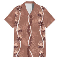 Hawaii Maile Lei Family Matching Tank Maxi Dress and Hawaiian Shirt With Brown Monstera Pattern LT05 Dad's Shirt - Short Sleeve Brown - Polynesian Pride