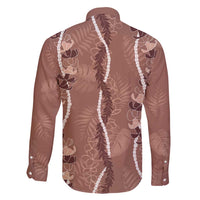 Hawaii Maile Lei Family Matching Tank Maxi Dress and Hawaiian Shirt With Brown Monstera Pattern LT05 - Polynesian Pride