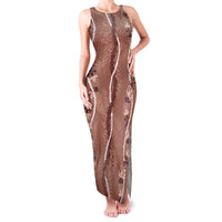Hawaii Maile Lei Family Matching Tank Maxi Dress and Hawaiian Shirt With Brown Monstera Pattern LT05 Mom's Dress Brown - Polynesian Pride