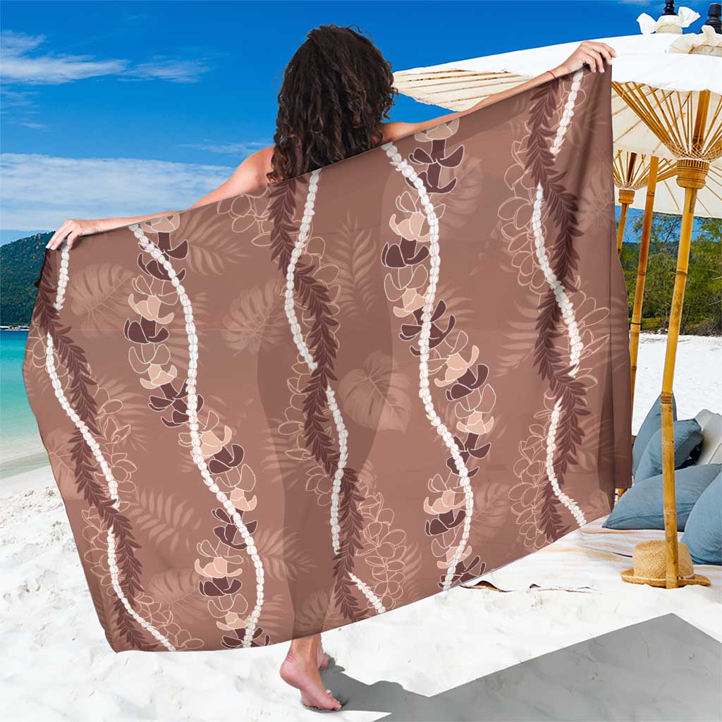 Hawaii Maile Lei Sarong With Brown Monstera Pattern LT05 One Size 44 x 66 inches Brown - Polynesian Pride