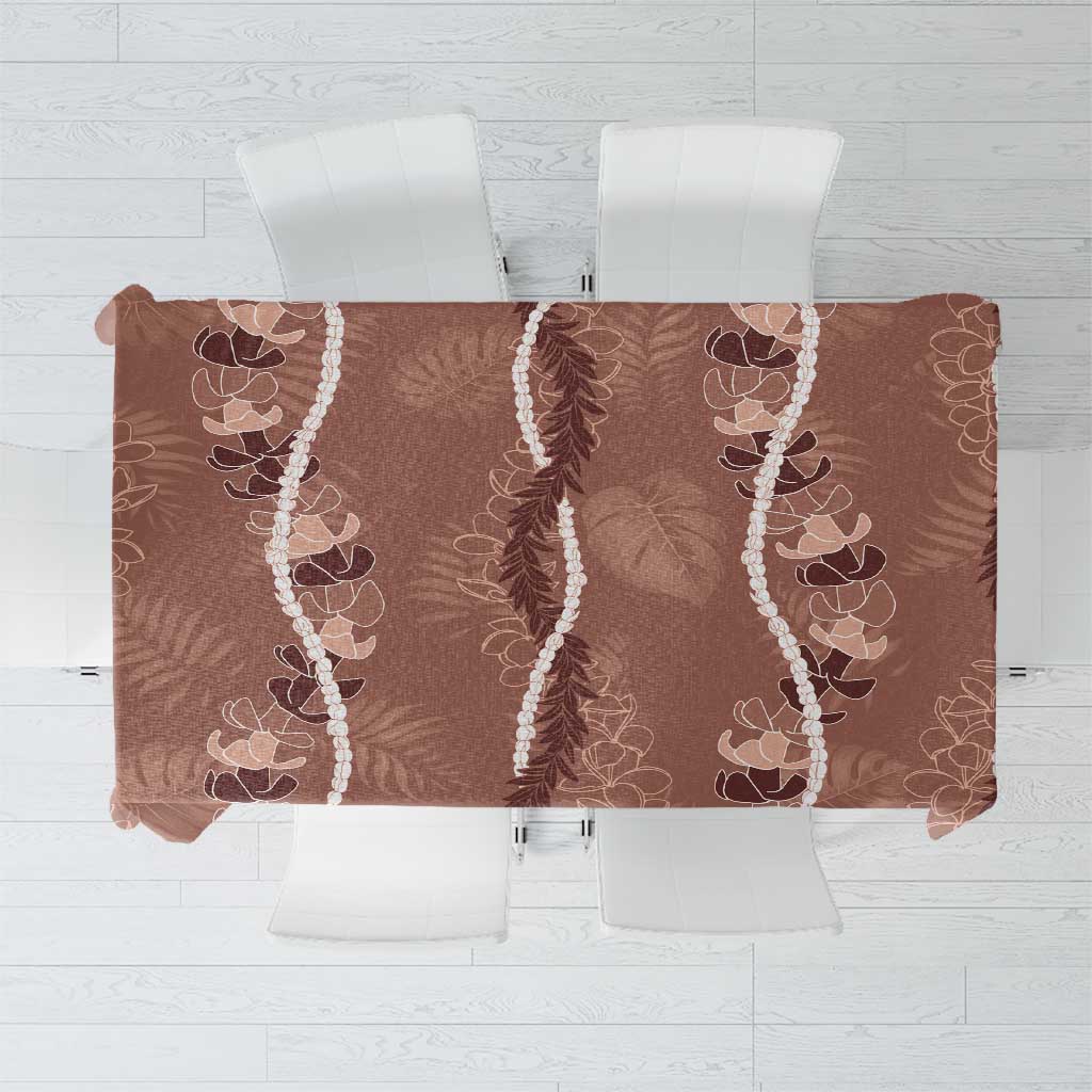 Hawaii Maile Lei Tablecloth With Brown Monstera Pattern LT05 Brown - Polynesian Pride
