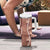 Hawaii Maile Lei Tumbler With Handle With Brown Monstera Pattern