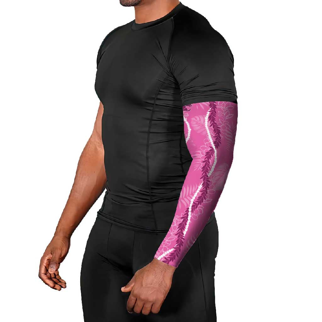 Hawaii Maile Lei Arm Sleeves With Pink Monstera Pattern LT05 - Polynesian Pride