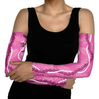 Hawaii Maile Lei Arm Sleeves With Pink Monstera Pattern LT05 - Polynesian Pride