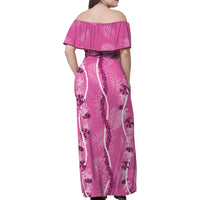 Hawaii Maile Lei Family Matching Off Shoulder Maxi Dress and Hawaiian Shirt With Pink Monstera Pattern