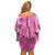 Hawaii Maile Lei Family Matching Off Shoulder Short Dress and Hawaiian Shirt With Pink Monstera Pattern