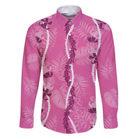 Hawaii Maile Lei Family Matching Puletasi and Hawaiian Shirt With Pink Monstera Pattern