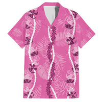 Hawaii Maile Lei Family Matching Short Sleeve Bodycon Dress and Hawaiian Shirt With Pink Monstera Pattern LT05 Dad's Shirt - Short Sleeve Pink - Polynesian Pride