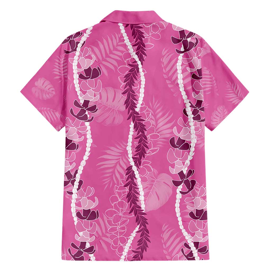 Hawaii Maile Lei Family Matching Short Sleeve Bodycon Dress and Hawaiian Shirt With Pink Monstera Pattern LT05 - Polynesian Pride