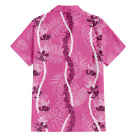 Hawaii Maile Lei Family Matching Short Sleeve Bodycon Dress and Hawaiian Shirt With Pink Monstera Pattern LT05 - Polynesian Pride