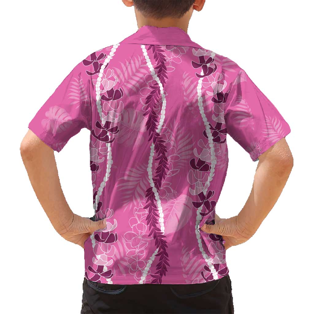 Hawaii Maile Lei Family Matching Summer Maxi Dress and Hawaiian Shirt With Pink Monstera Pattern LT05 - Polynesian Pride