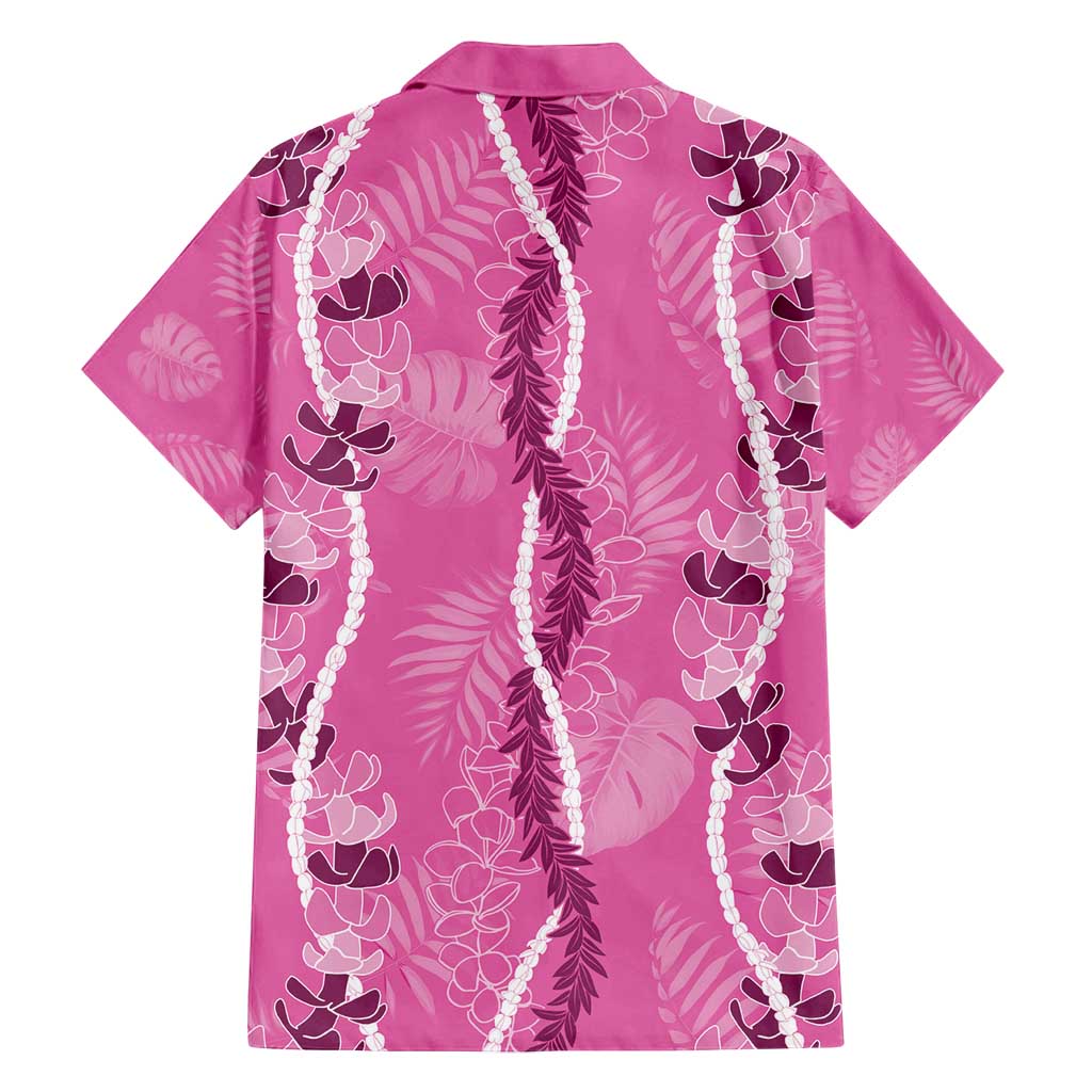 Hawaii Maile Lei Family Matching Summer Maxi Dress and Hawaiian Shirt With Pink Monstera Pattern LT05 - Polynesian Pride
