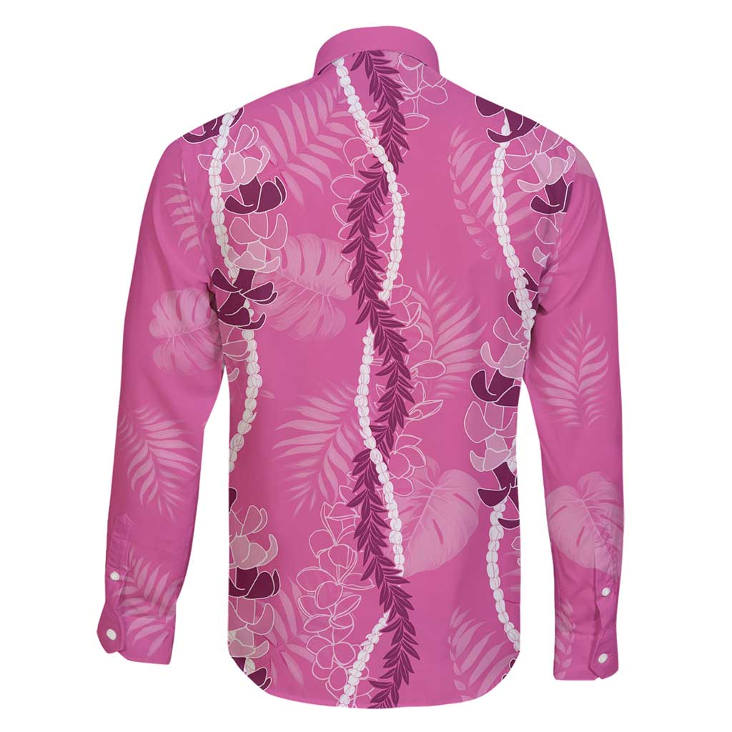 Hawaii Maile Lei Family Matching Summer Maxi Dress and Hawaiian Shirt With Pink Monstera Pattern LT05 - Polynesian Pride