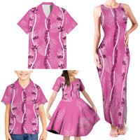Hawaii Maile Lei Family Matching Tank Maxi Dress and Hawaiian Shirt - Pink Monstera Pattern LT05 - Polynesian Pride