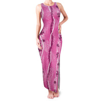 Hawaii Maile Lei Family Matching Tank Maxi Dress and Hawaiian Shirt - Pink Monstera Pattern LT05 Mom's Dress Pink - Polynesian Pride