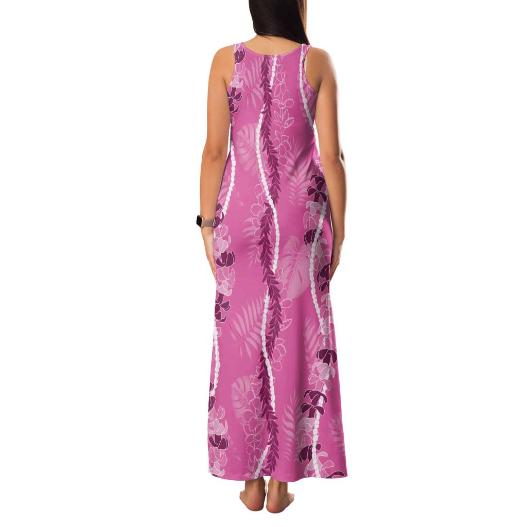 Hawaii Maile Lei Family Matching Tank Maxi Dress and Hawaiian Shirt - Pink Monstera Pattern LT05 - Polynesian Pride