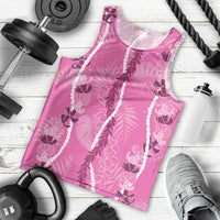 Hawaii Maile Lei Men Tank Top With Pink Monstera Pattern