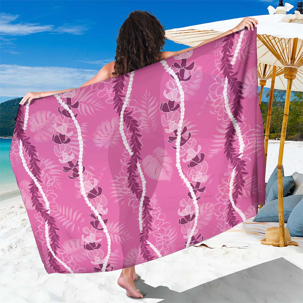 Hawaii Maile Lei Sarong With Pink Monstera Pattern LT05 One Size 44 x 66 inches Pink - Polynesian Pride