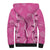 Hawaii Maile Lei Sherpa Hoodie With Pink Monstera Pattern