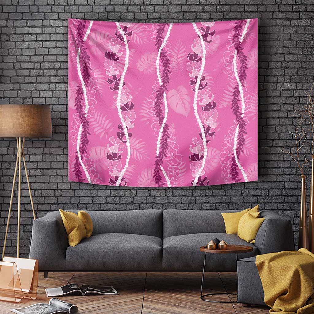 Hawaii Maile Lei Tapestry With Pink Monstera Pattern LT05 Pink - Polynesian Pride