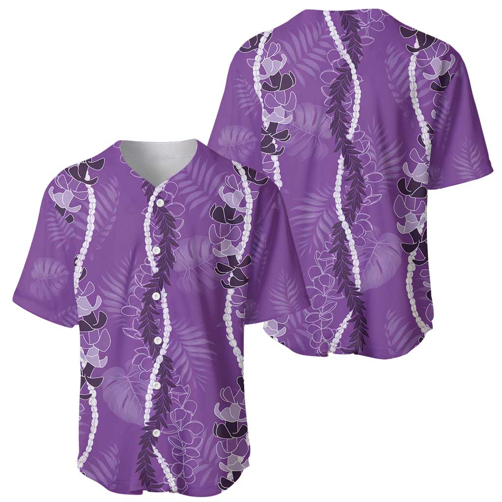 Hawaii Maile Lei Baseball Jersey With Violet Monstera Pattern