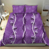 Hawaii Maile Lei Bedding Set With Violet Monstera Pattern